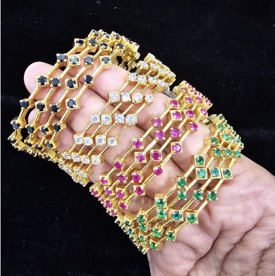 92.5 thin Silver Ruby bangles