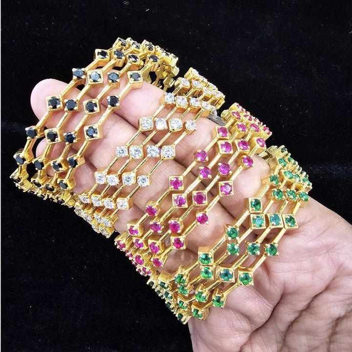 92.5 thin Silver Ruby bangles