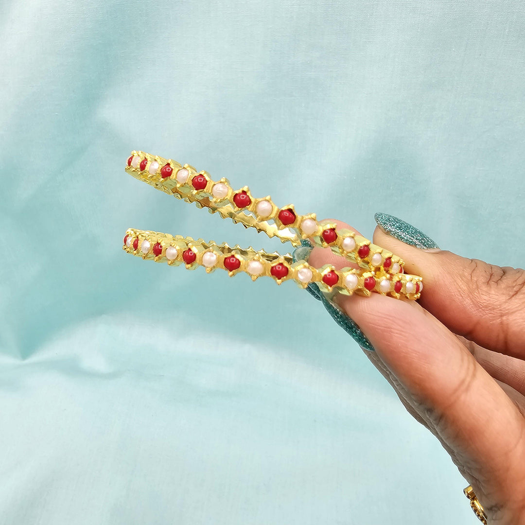 2.4 Coral pearls Bangles