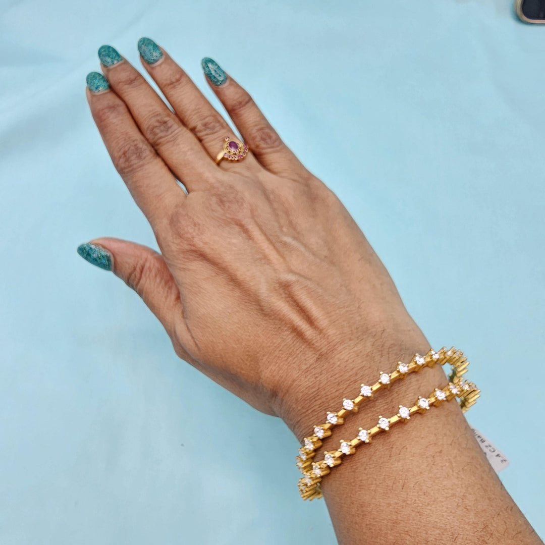 Silver Cz white bangles