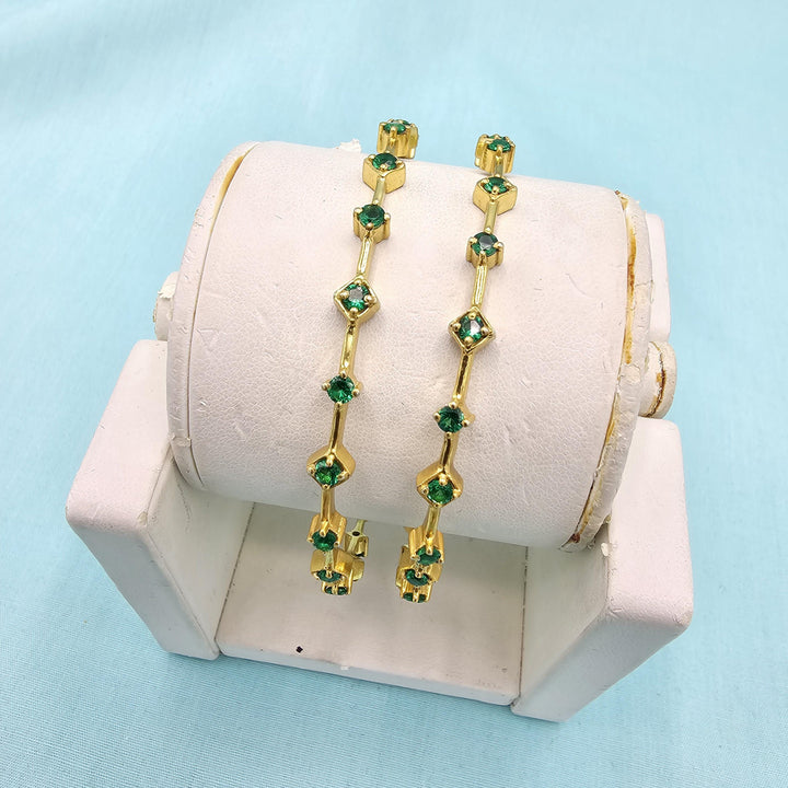 92.5 Green silver Bangle set, 22k Gold Plated Pure silver bangles, Green stone Traditional Bangles, Wedding Bangles, set of 2, Mix n Match.