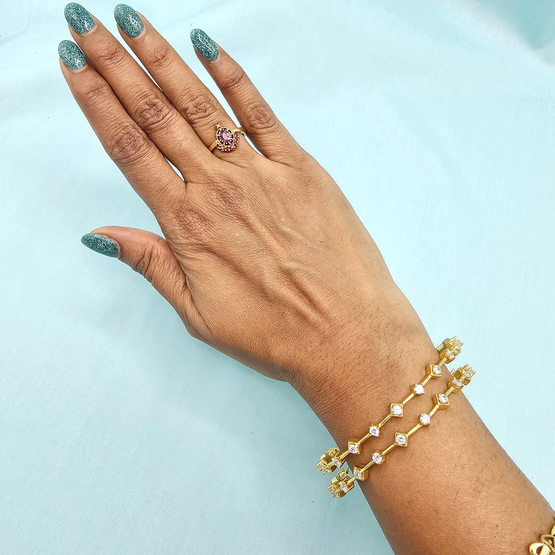 2.8 CZs silver Bangle set