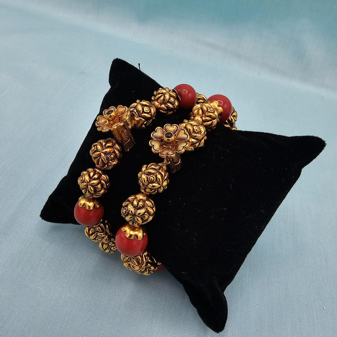 2.4 SILVER Antique coral bangle