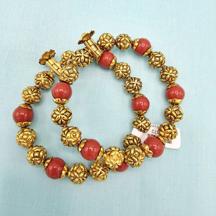 2.4 SILVER Antique coral bangle