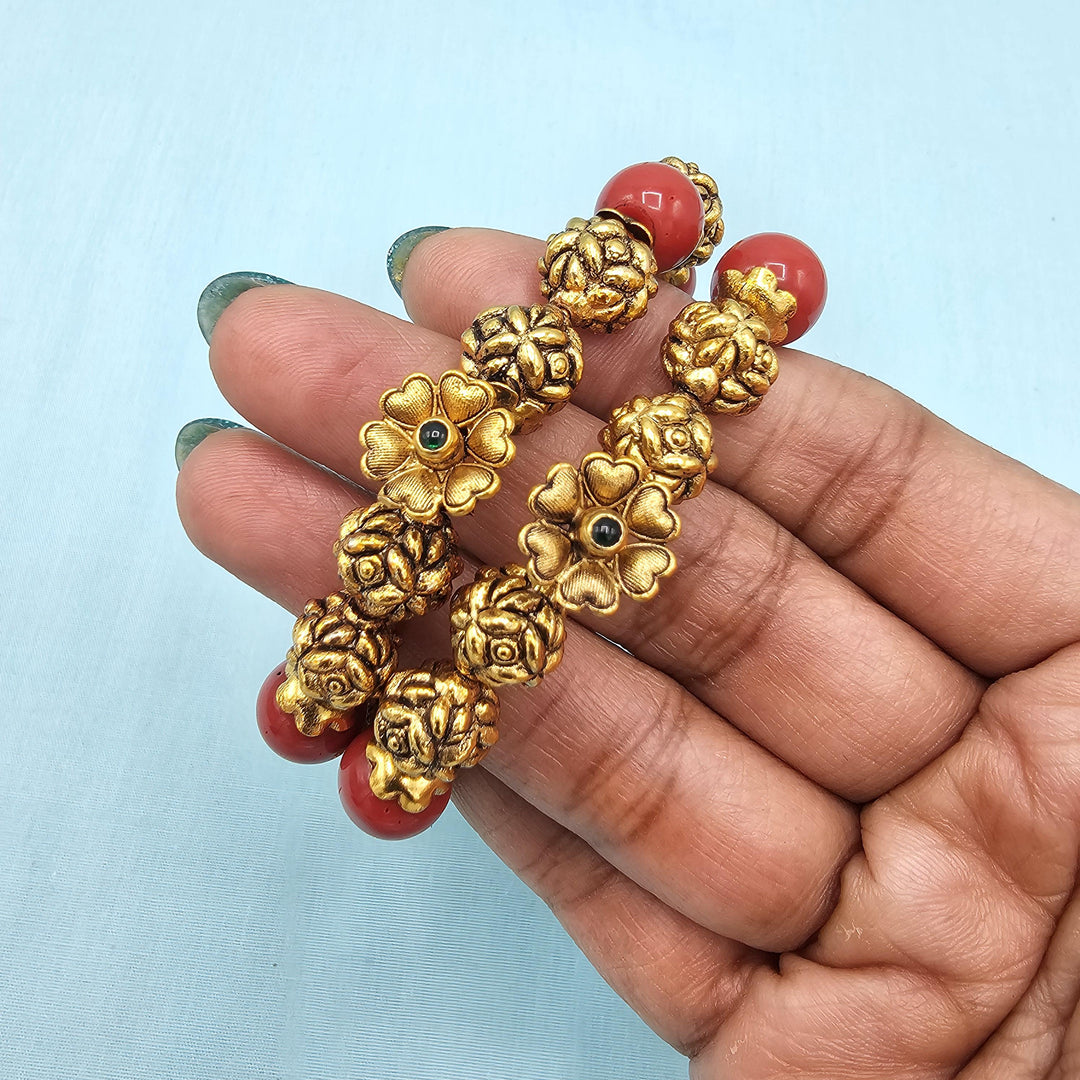 2.4 SILVER Antique coral bangle