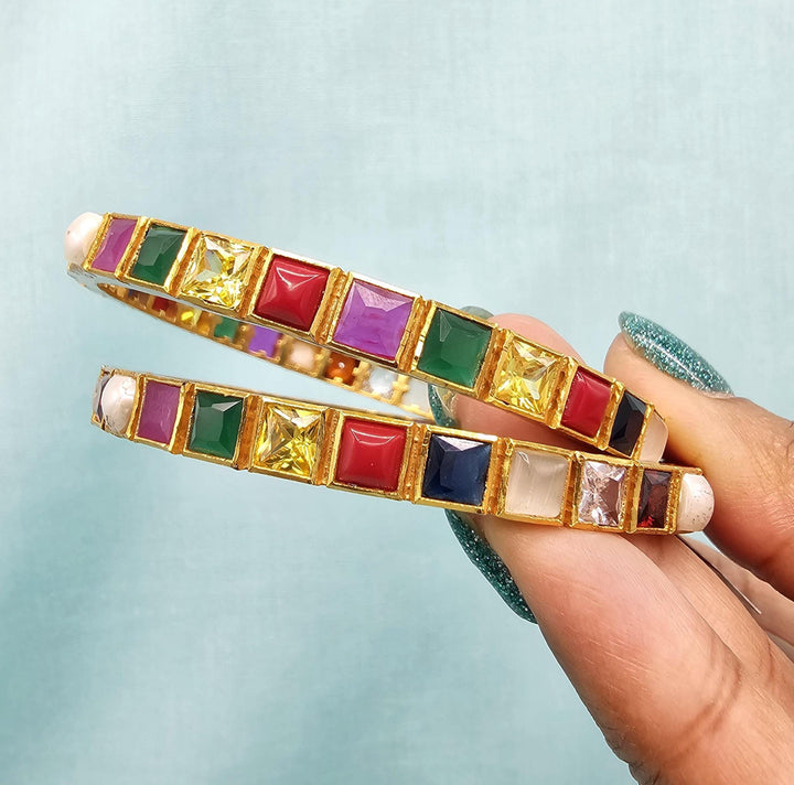 Silver Navaratna bangles