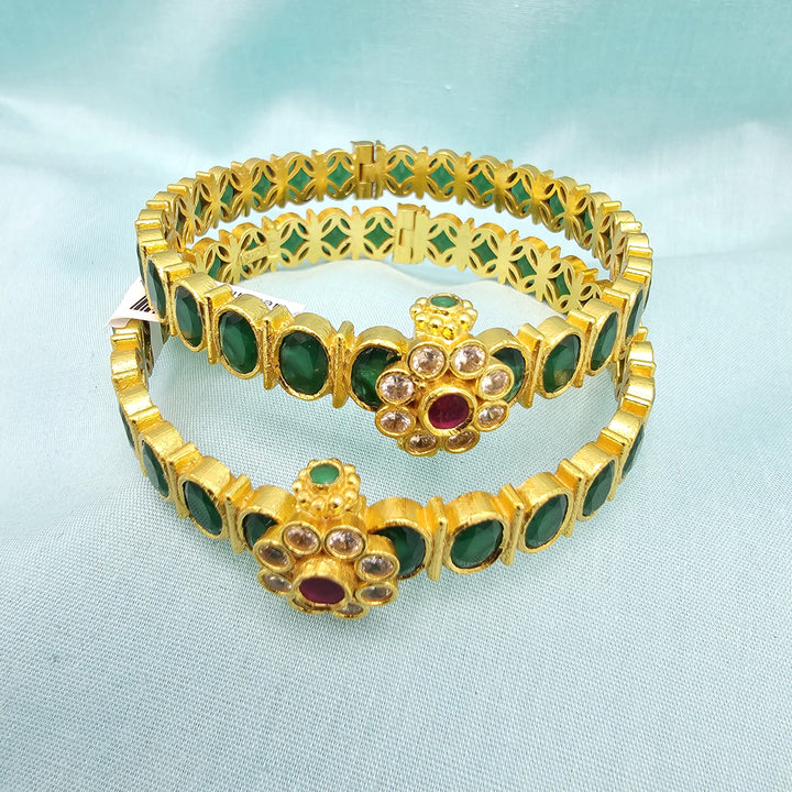 Silver Emerald Screw bangles