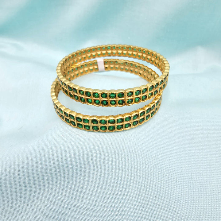 Silver Emerald Bangles