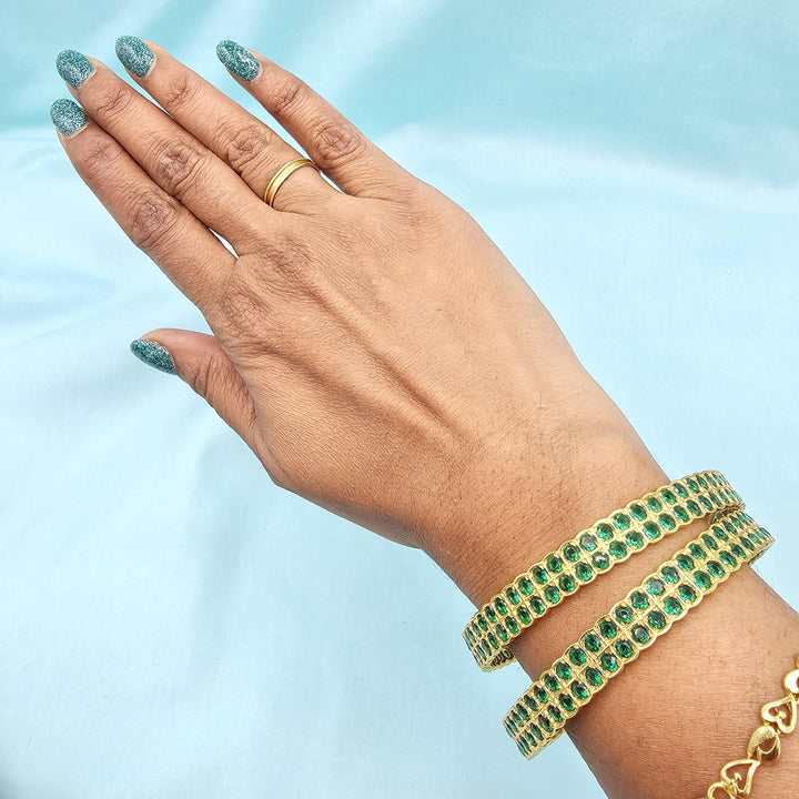 Silver Emerald Bangles