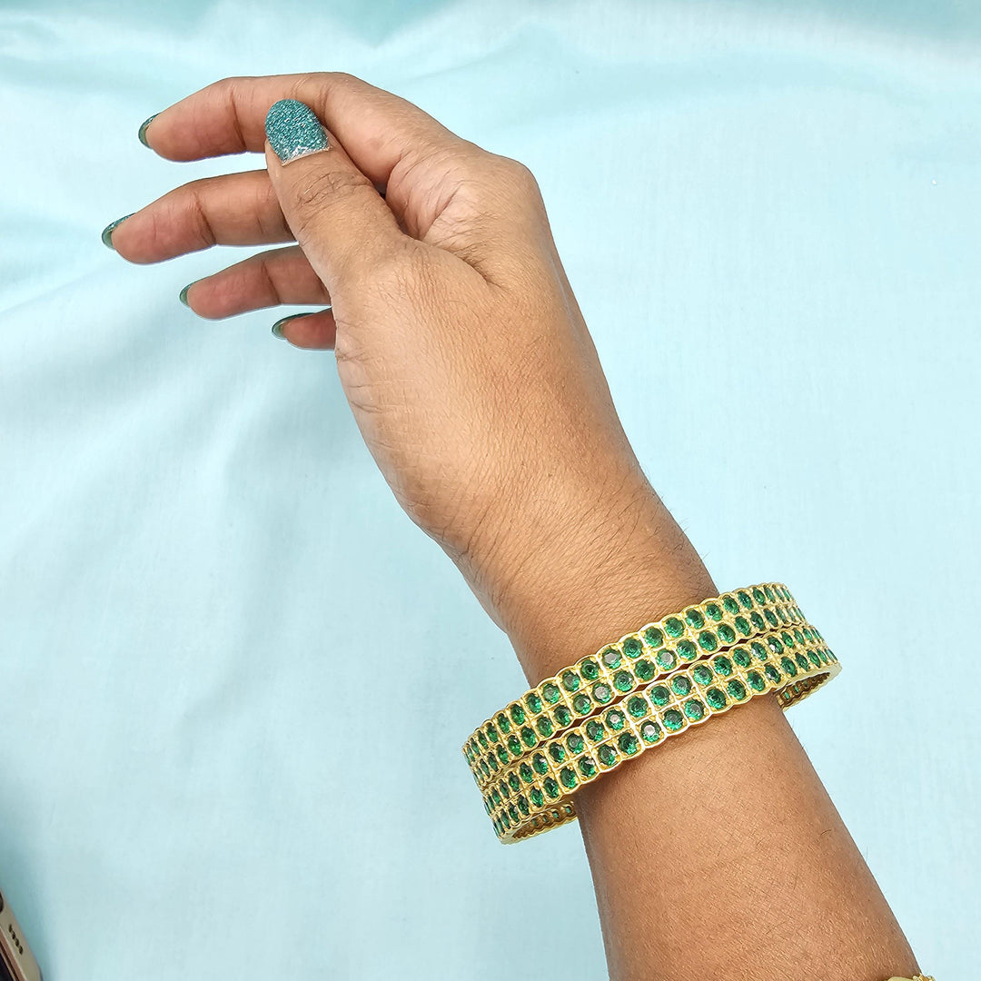 Silver Emerald Bangles