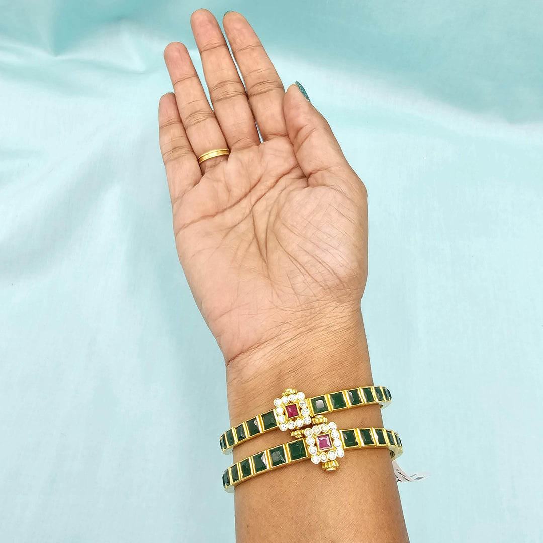 92.5 Silver Emerald Bangles