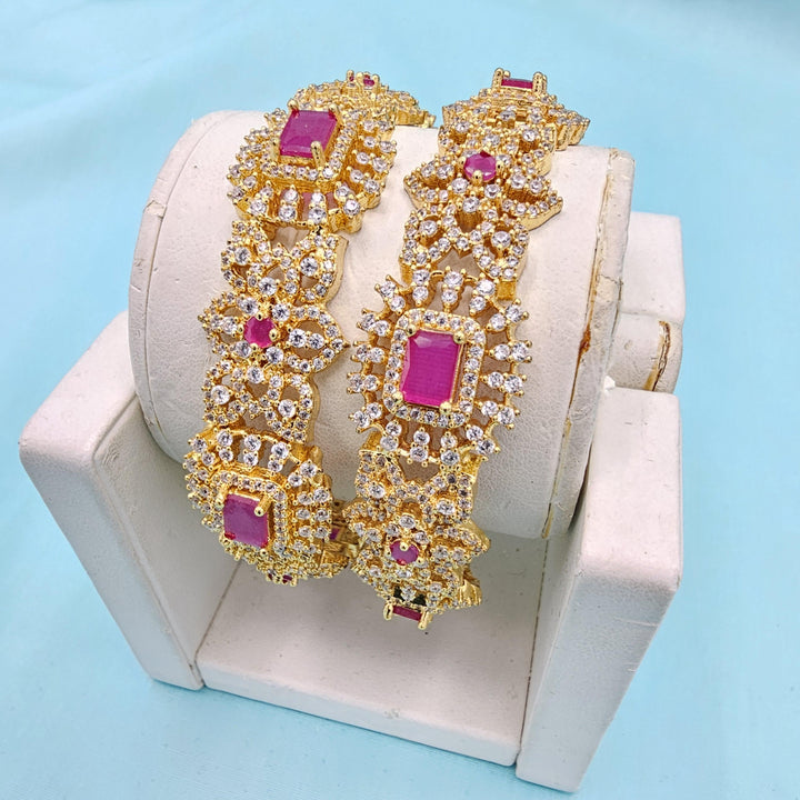 2.6 Silver Ruby pink bangles
