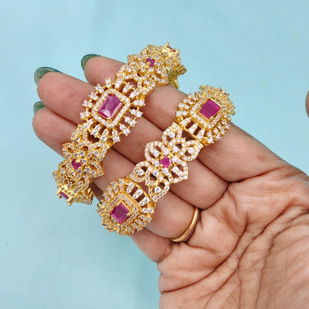 2.6 Silver Ruby pink bangles