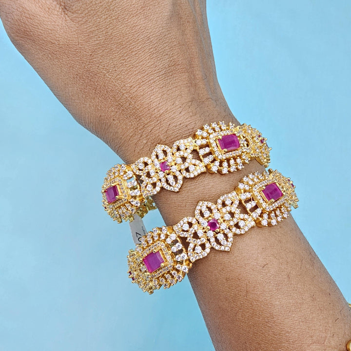 2.6 Silver Ruby pink bangles