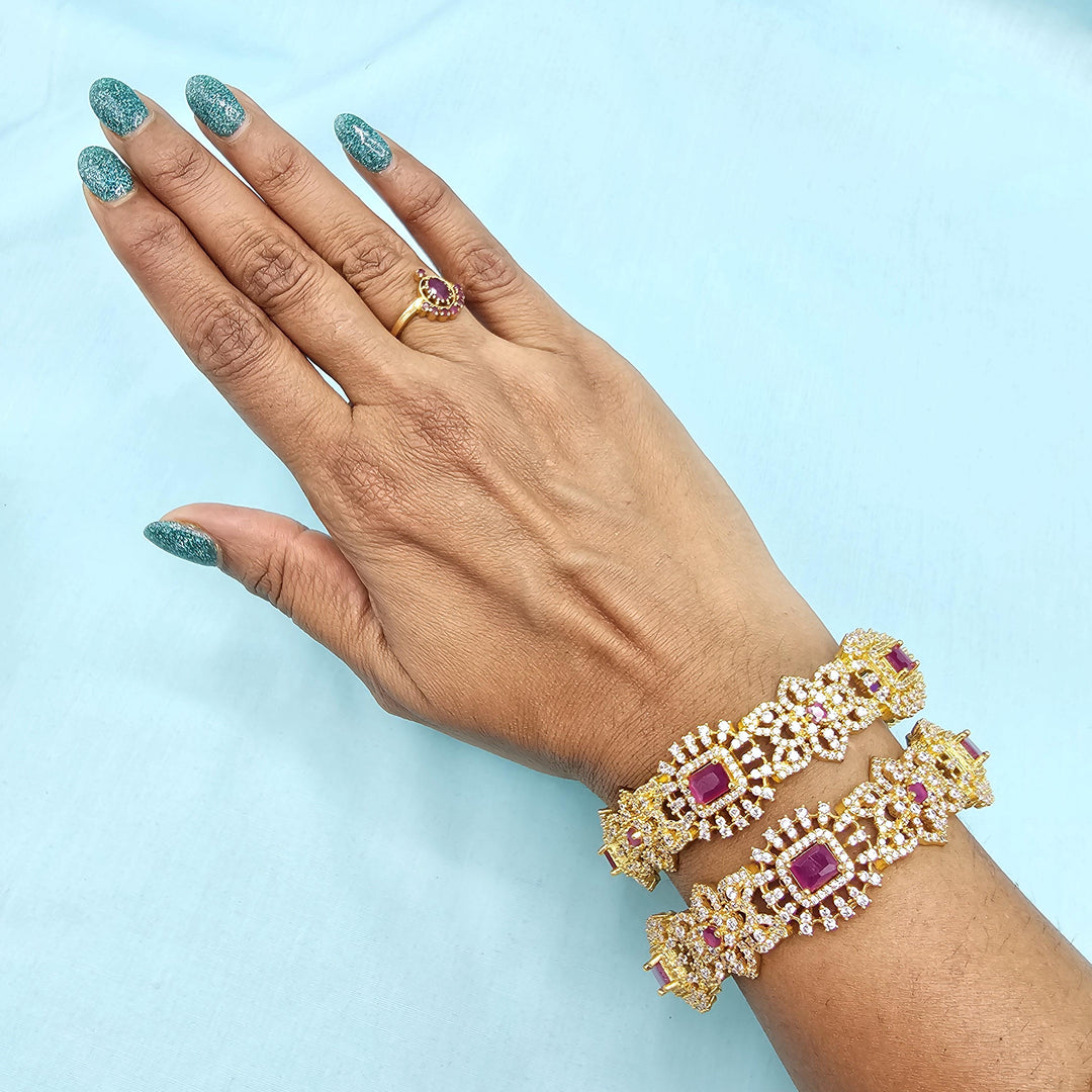 2.6 Silver Ruby pink bangles