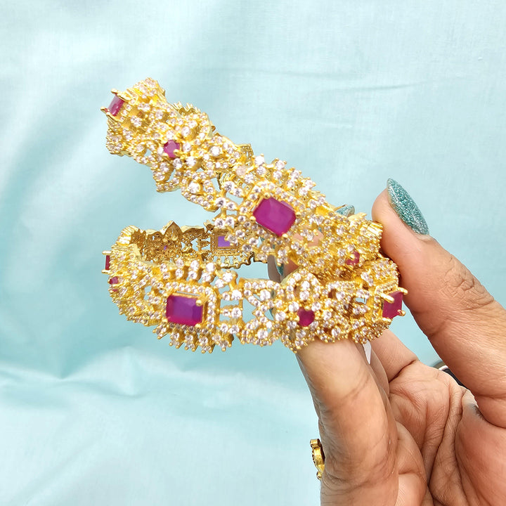 2.6 Silver Ruby pink bangles