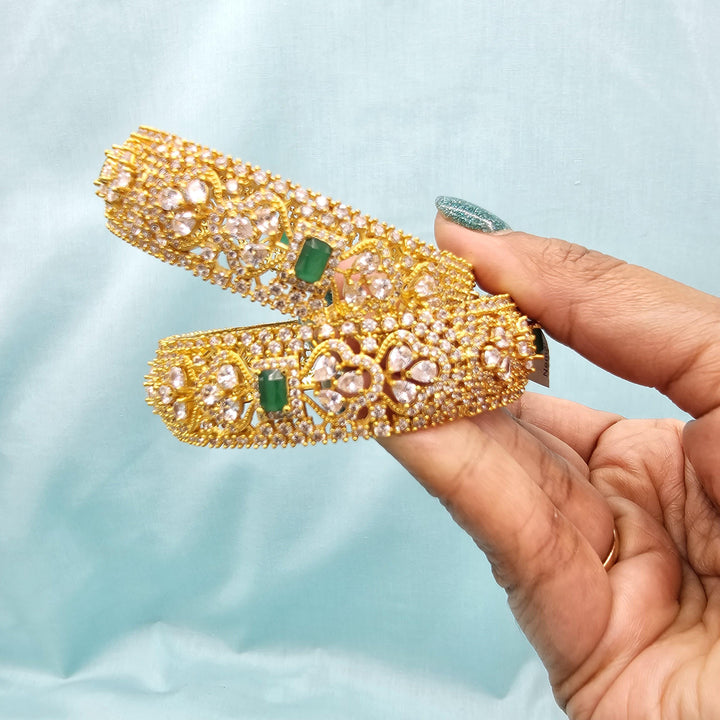 2.6 Silver CZ broad bangles