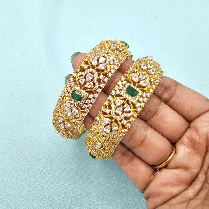2.6 Silver CZ broad bangles