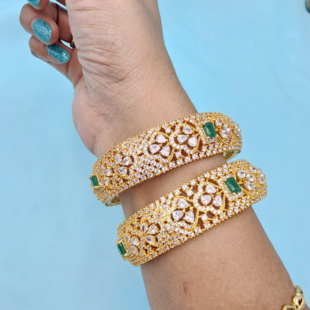 2.6 Silver CZ broad bangles