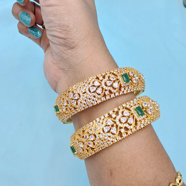 2.6 Silver CZ broad bangles