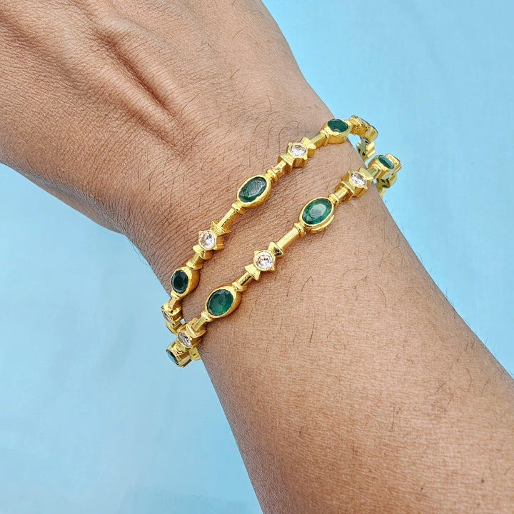 2.6 Cz Green white bangles