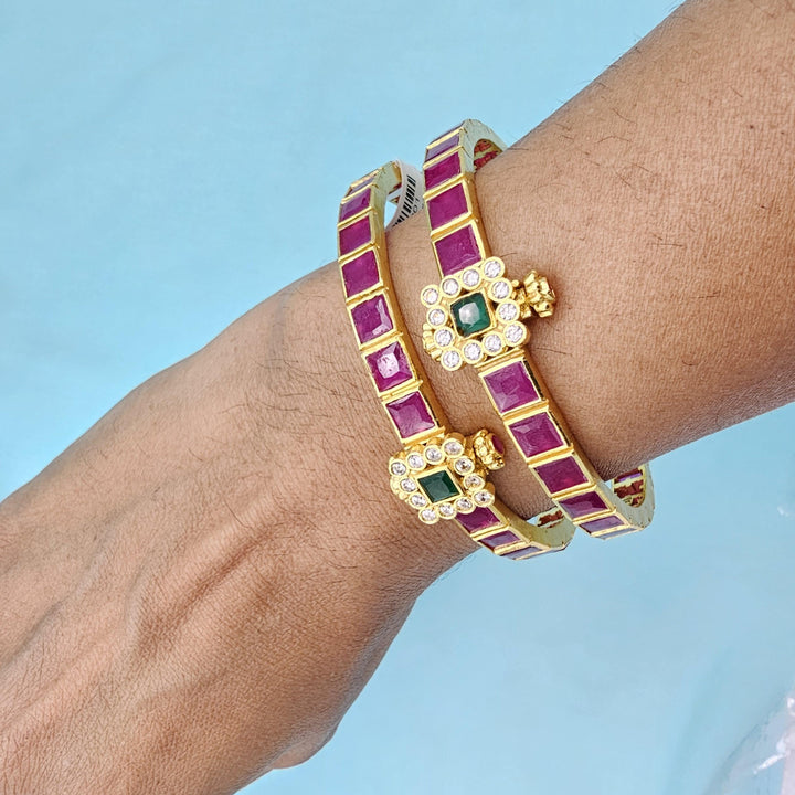 Silver Ruby openable bangles