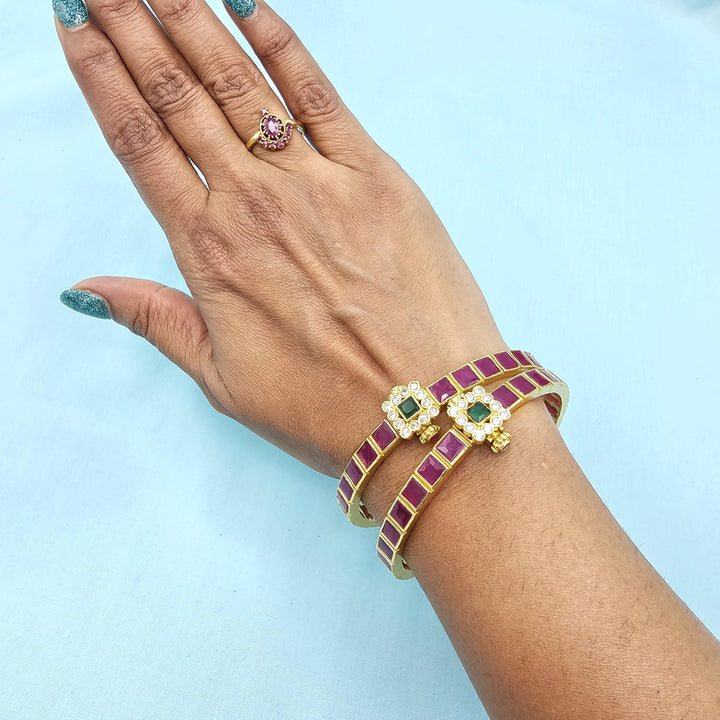 Silver Ruby openable bangles