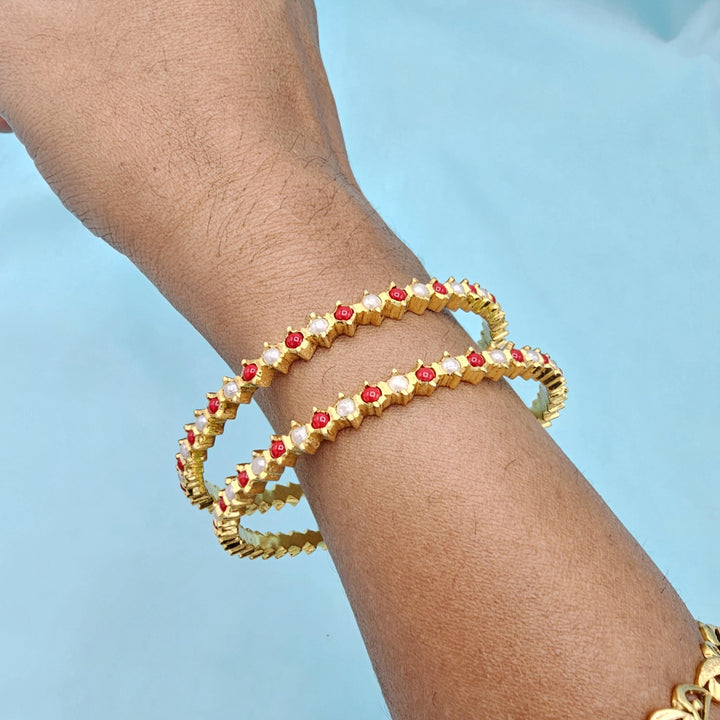 2.4 Coral pearls Bangles