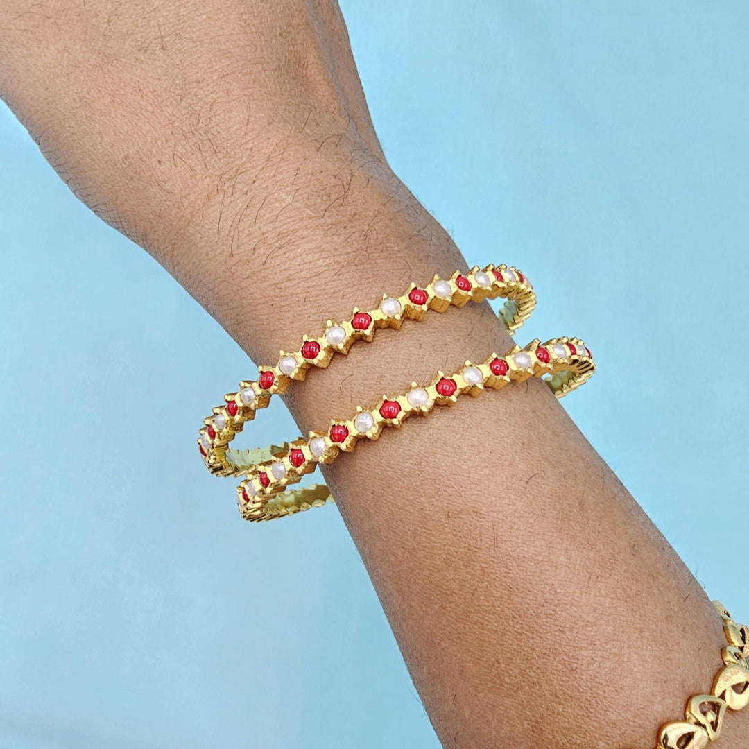 2.4 Coral pearls Bangles