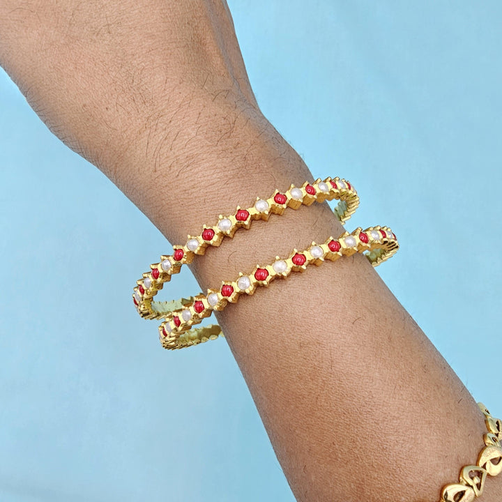 2.4 Coral pearls Bangles