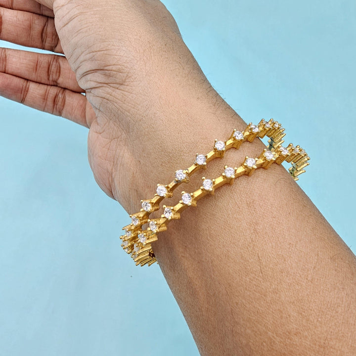 Silver Cz white bangles