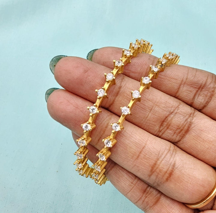 Silver Cz white bangles