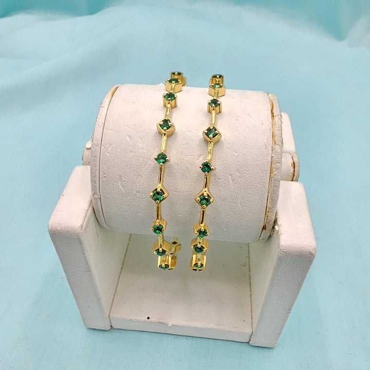 92.5 Green silver Bangle set, 22k Gold Plated Pure silver bangles, Green stone Traditional Bangles, Wedding Bangles, set of 2, Mix n Match.