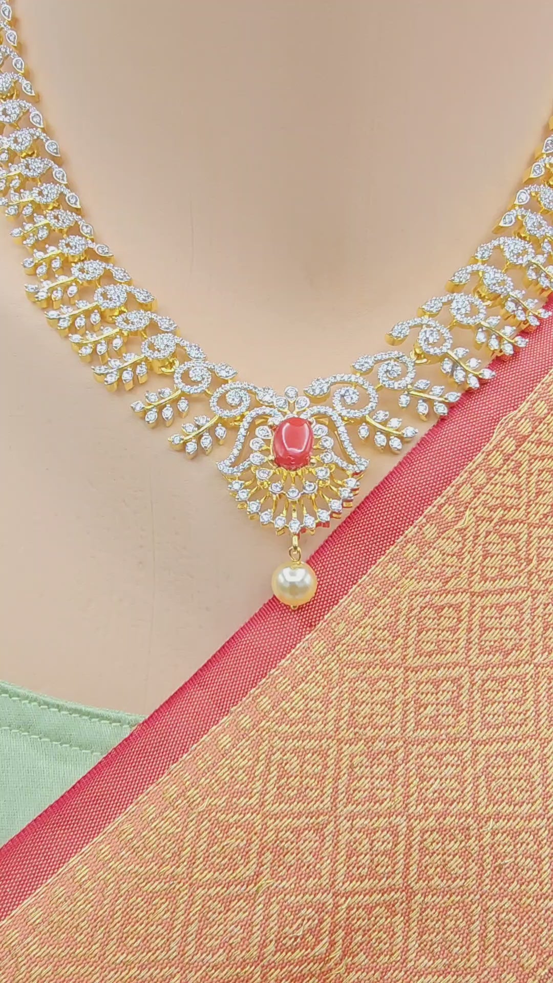 Coral Diamond Necklace
