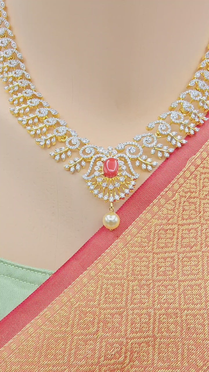 Coral Diamond Necklace