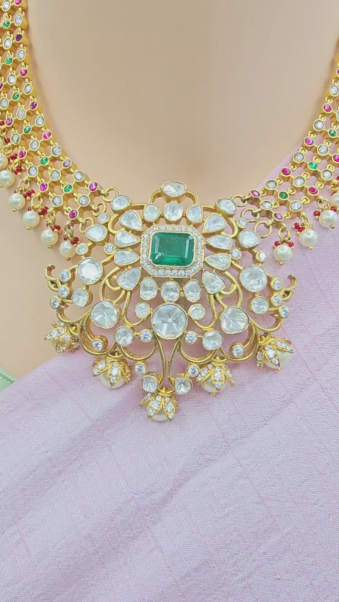 925 Kundan Moissanite necklace