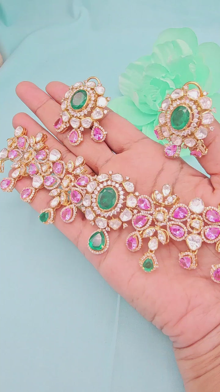 Emerald pumpkin CZ necklace
