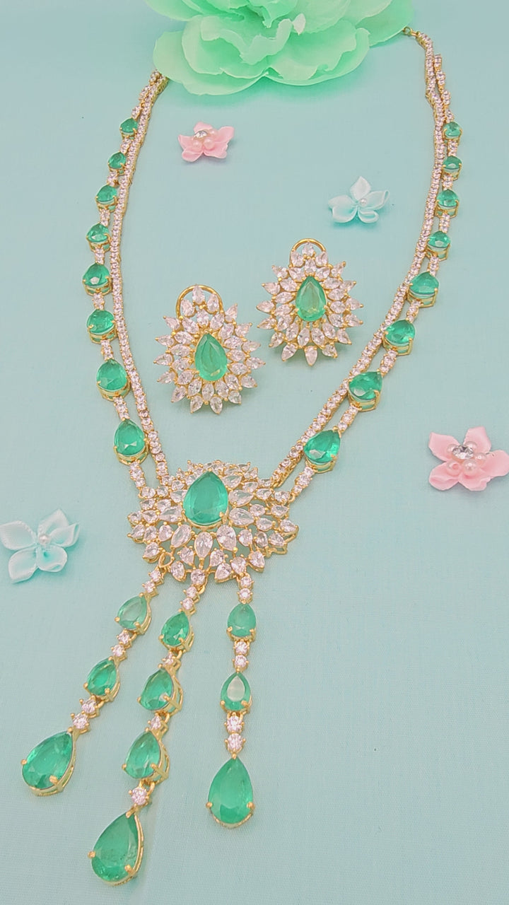 Emerald long Necklace Set