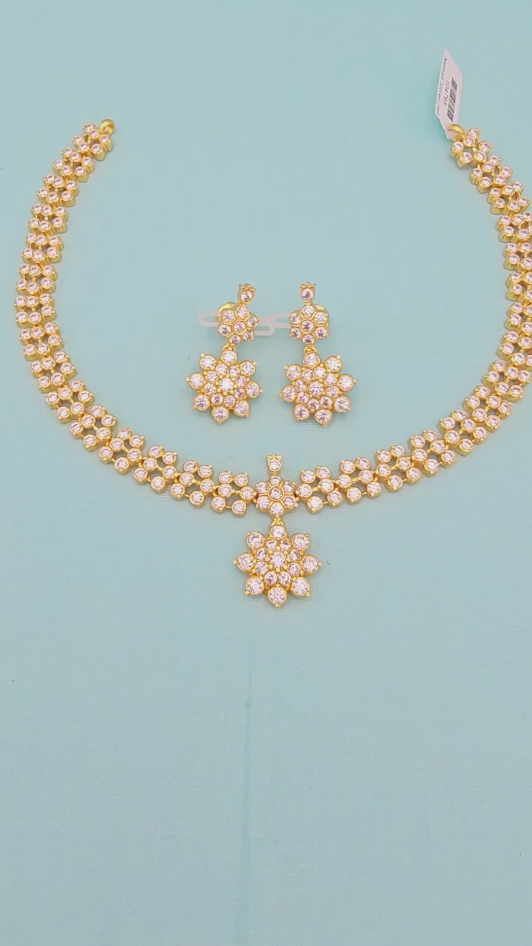 Short Silver CZs Necklace
