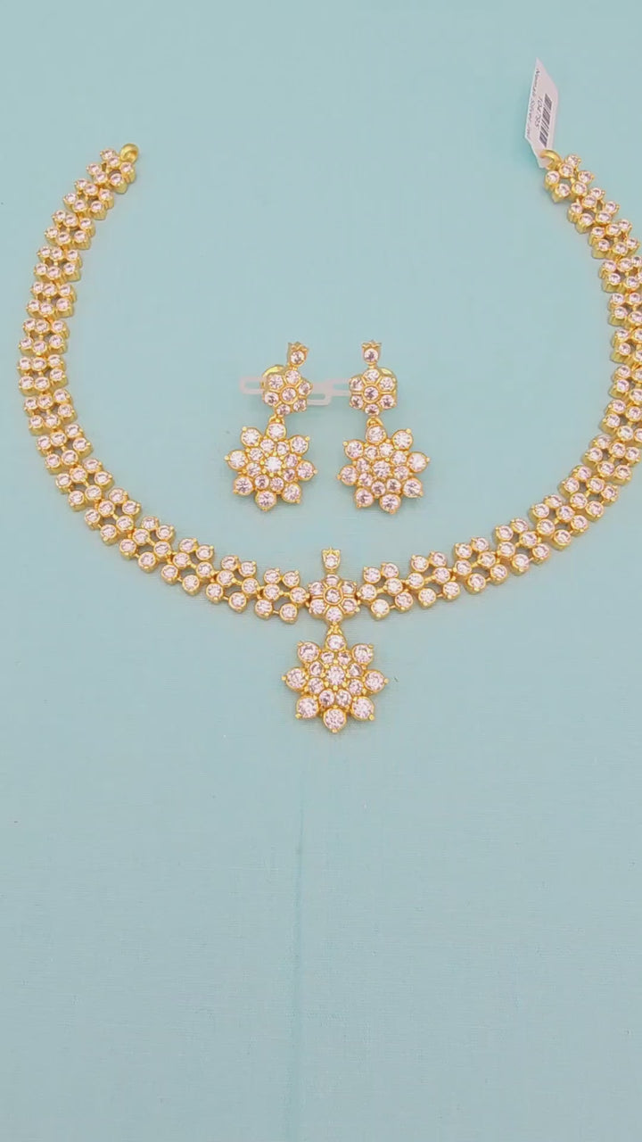 Short Silver CZs Necklace