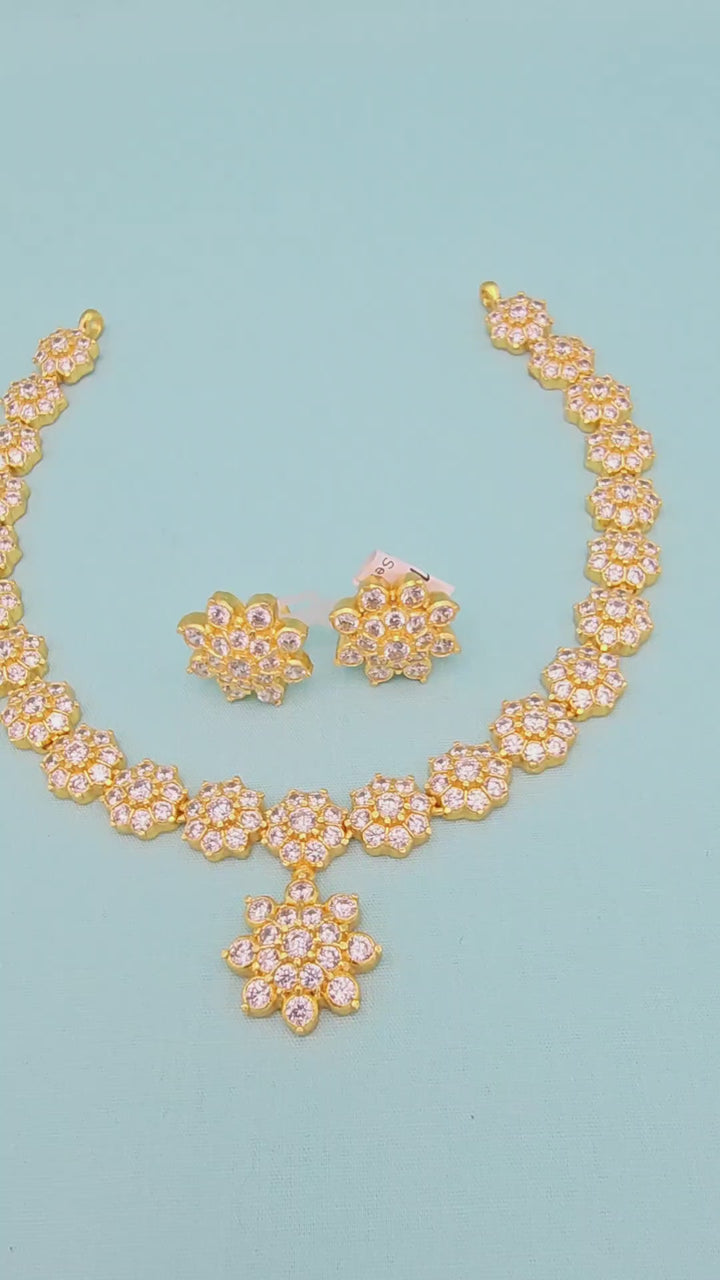 Short Silver CZs Necklace