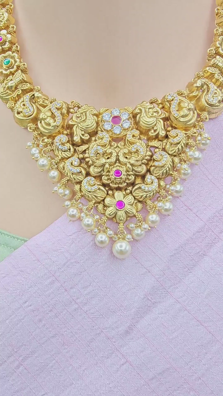Peacock Nakshi Short Necklace set
